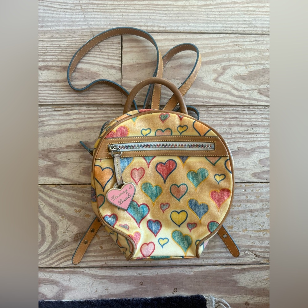 Rare vintage dooney & Bourke rainbow heart collection mini backpack